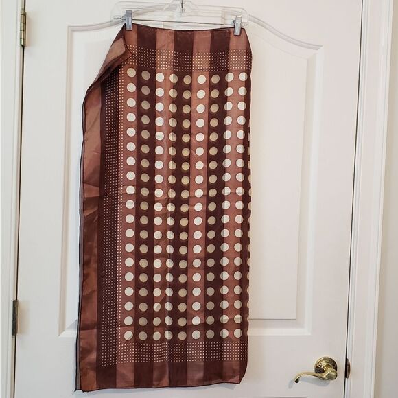 Oversized Brown Polka Dot Scarf - Picture 1 of 2